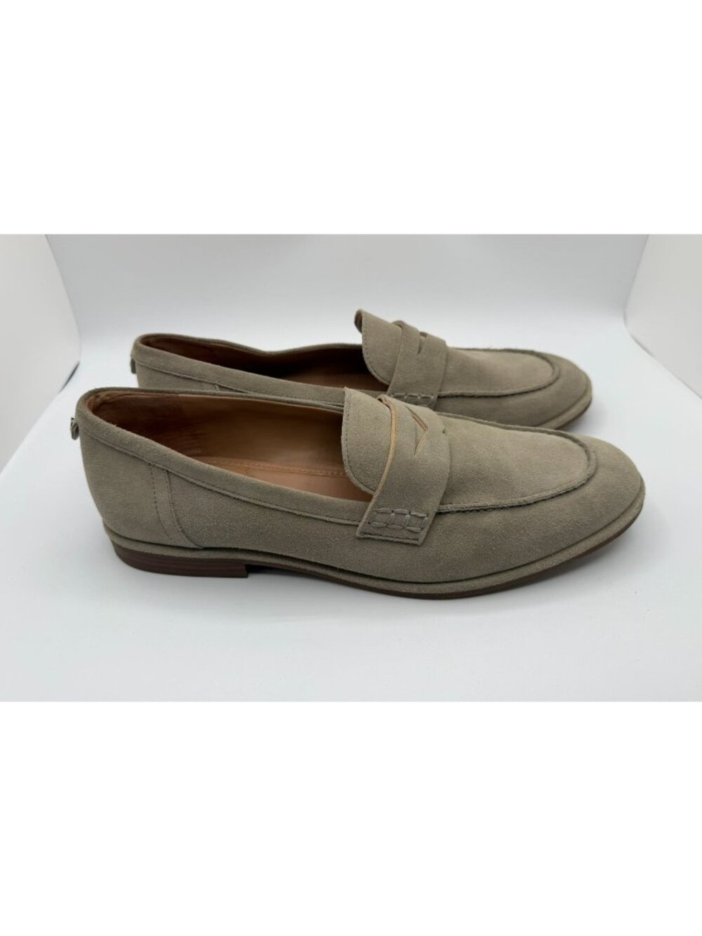 Sam Edelman Birch Penny Loafers Women Size 11M Tan Pelican Green Suede Shoes